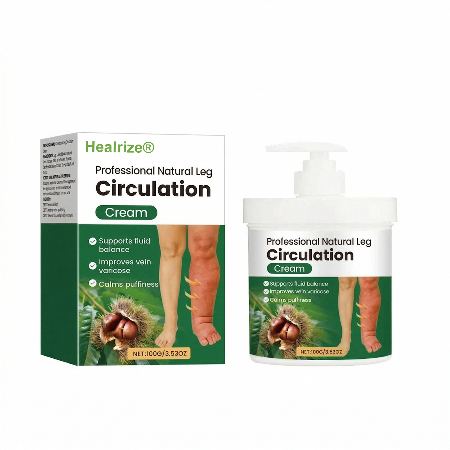 🌿Healrize®🍃 Professional Natural Leg Circulation Cream——Targeted Relief for Swelling, Puffiness & Heavy Legs