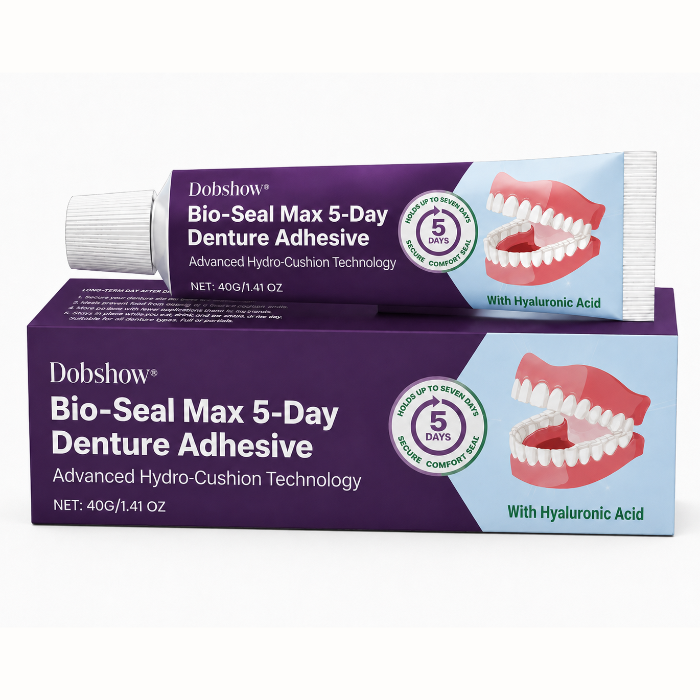 🔥LIMITED SPECIAL OFFER🔥Dobshow® Bio-Seal Max 5-Day Denture Adhesive🦷💙