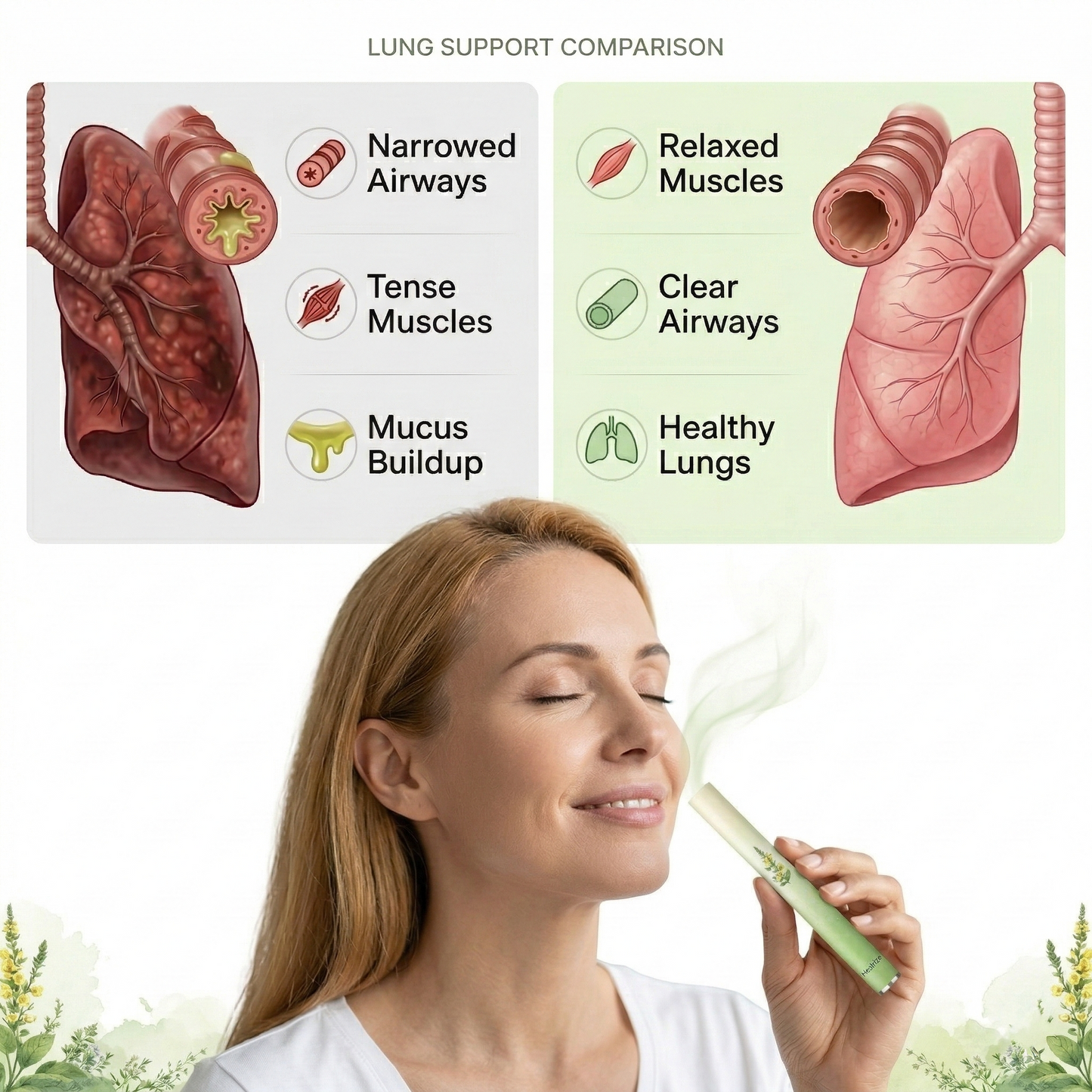 🍃Healrize® Natural Mullein Lung Support Aroma Diffuser——– Deep Lung Cleanse Support