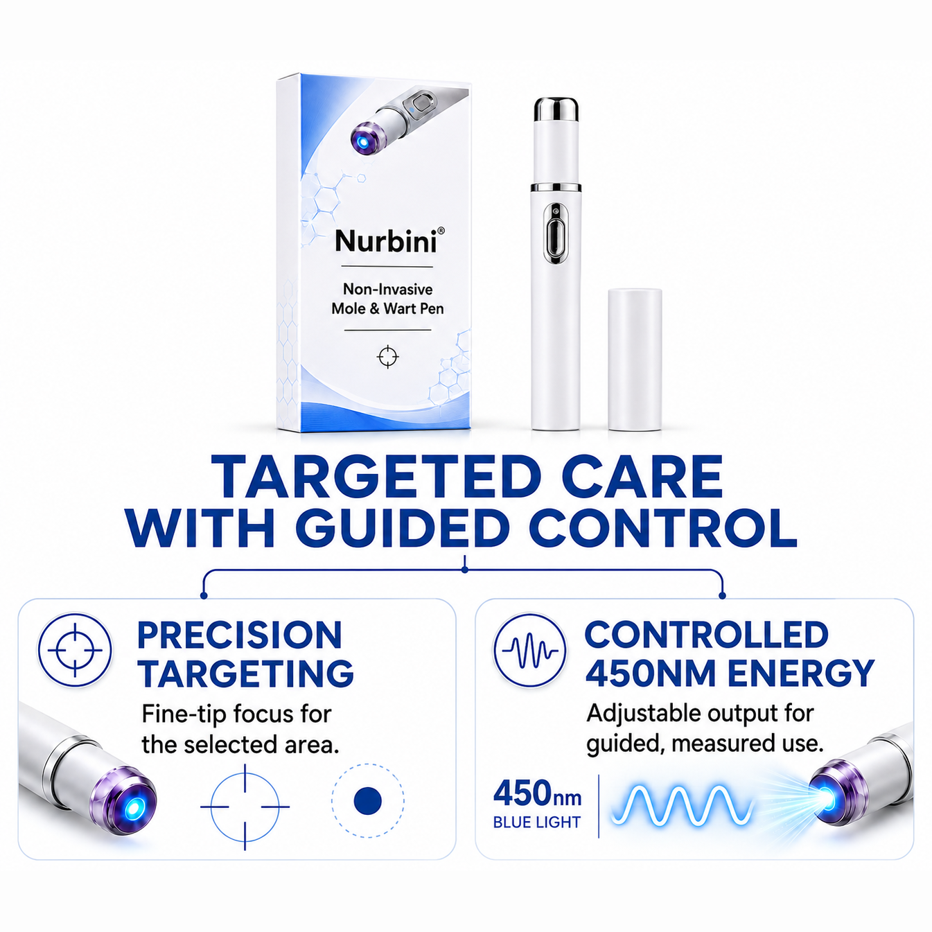 Nurbini® 💙Non-Invasive Mole & Wart Pen | Precision Care for Common Warts, Moles & Skin Tags