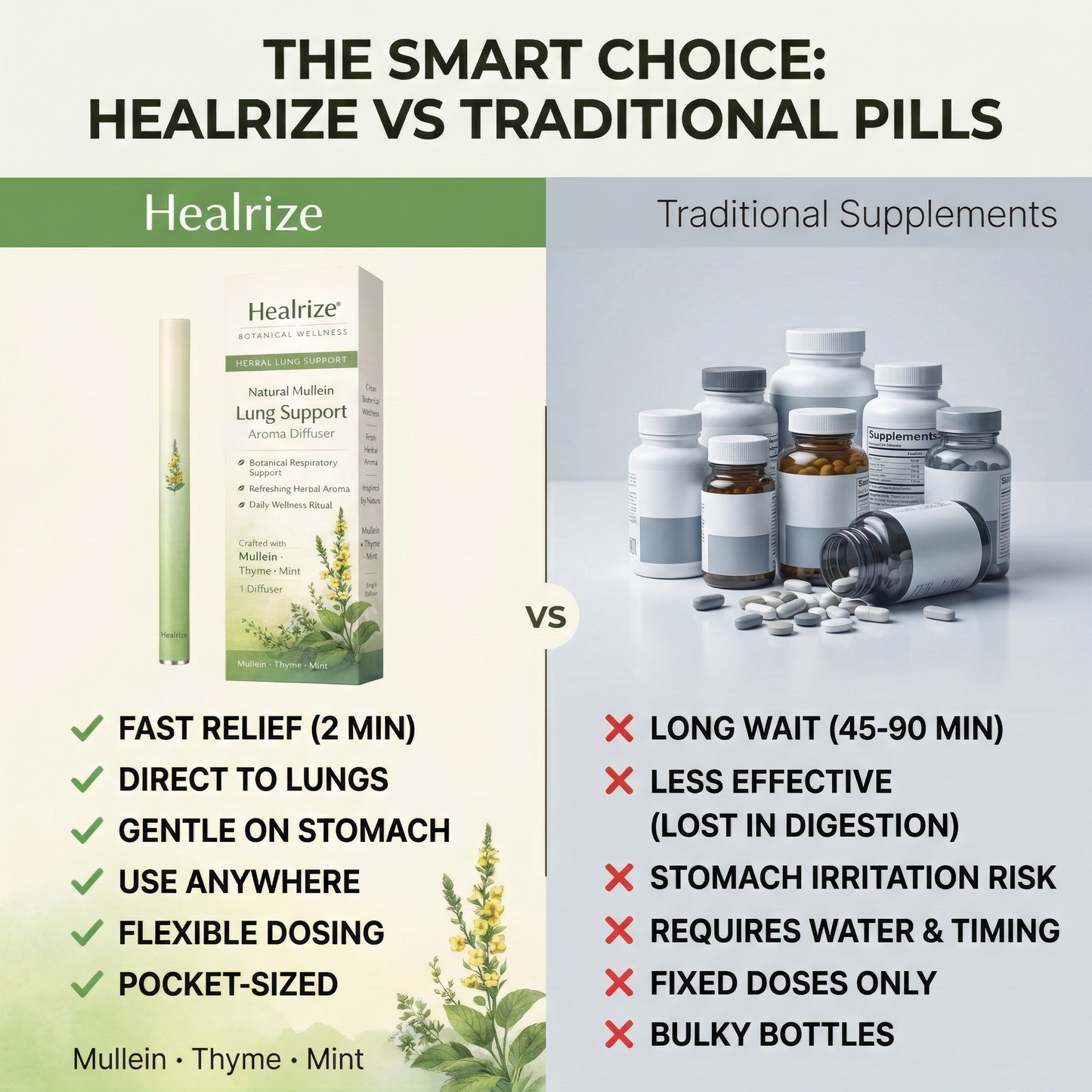 🍃Healrize® Natural Mullein Lung Support Aroma Diffuser——– Deep Lung Cleanse Support