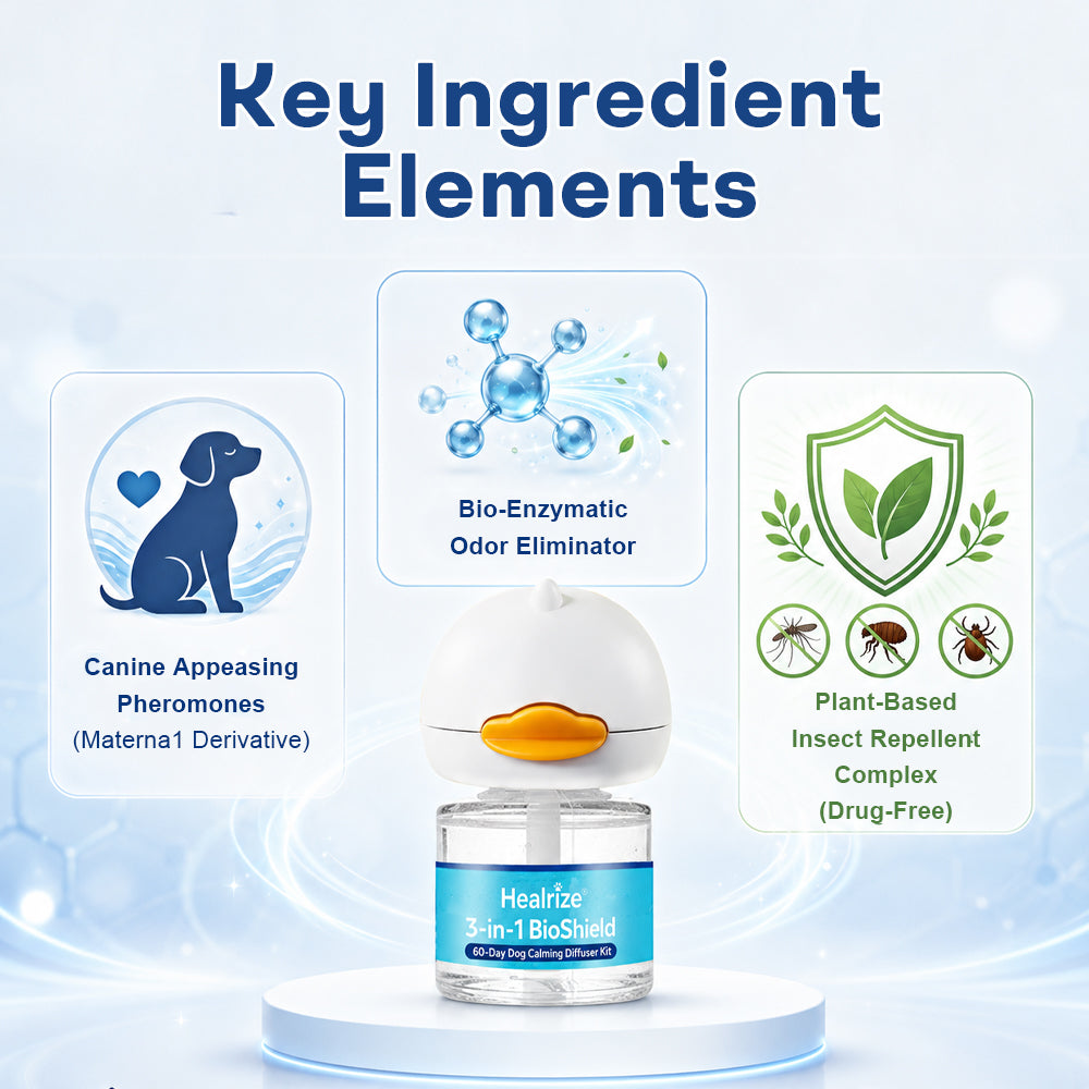 Healrize®3-in-1 BioShield 60-Day Dog Calming Diffuser Kit – Anxiety Relief, Sedation Support, Odor Control & Insect Repelling