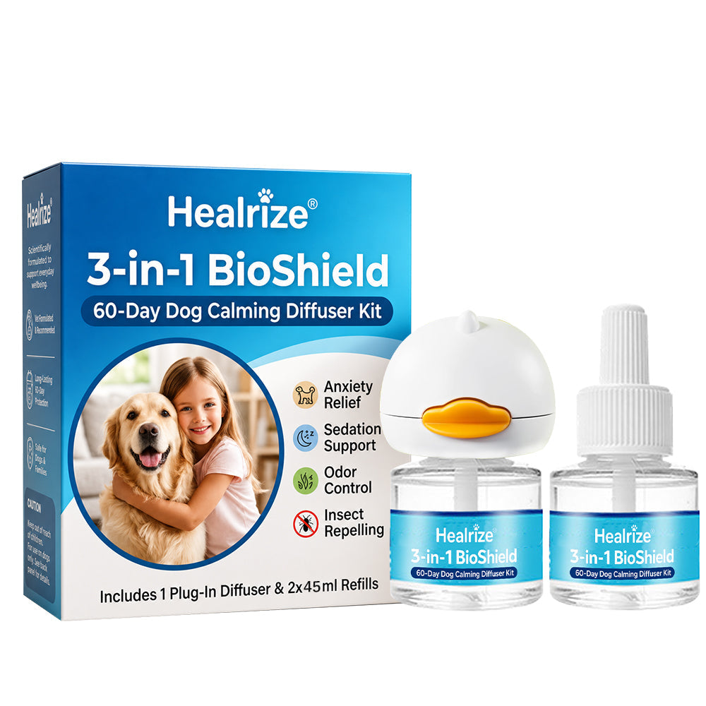Healrize®3-in-1 BioShield 60-Day Dog Calming Diffuser Kit – Anxiety Relief, Sedation Support, Odor Control & Insect Repelling