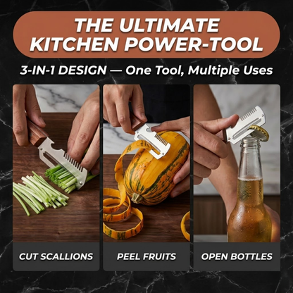 MCOIKY® (Mother’s Day Sale 💖)2-in-1 Stainless Steel Vegetable Peeler with Wooden Handle & Bottle Opener