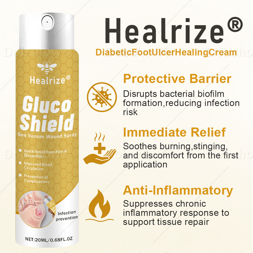 Healrize® 🔥GlucoShield Bee Venom Wound Spray—— Supports Skin Repair & Protects Diabetic Feet