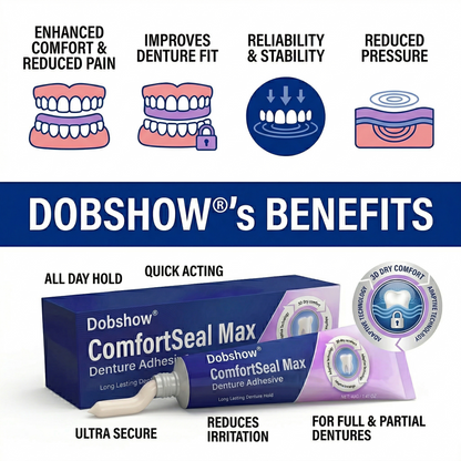 ✨Dobshow® ComfortSeal Max Denture Adhesive—🦷96-hour long-lasting, heat adaptive technology