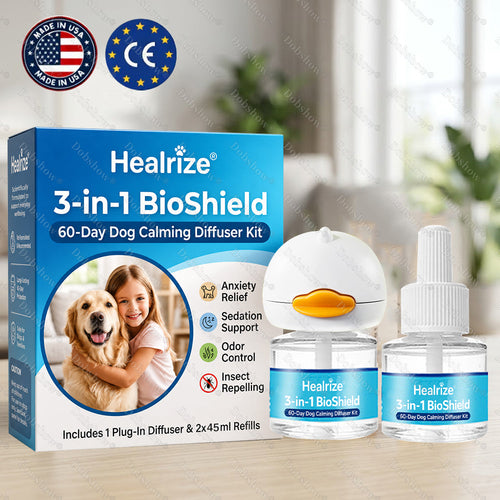 Healrize®3-in-1 BioShield 60-Day Dog Calming Diffuser Kit – Anxiety Relief, Sedation Support, Odor Control & Insect Repelling