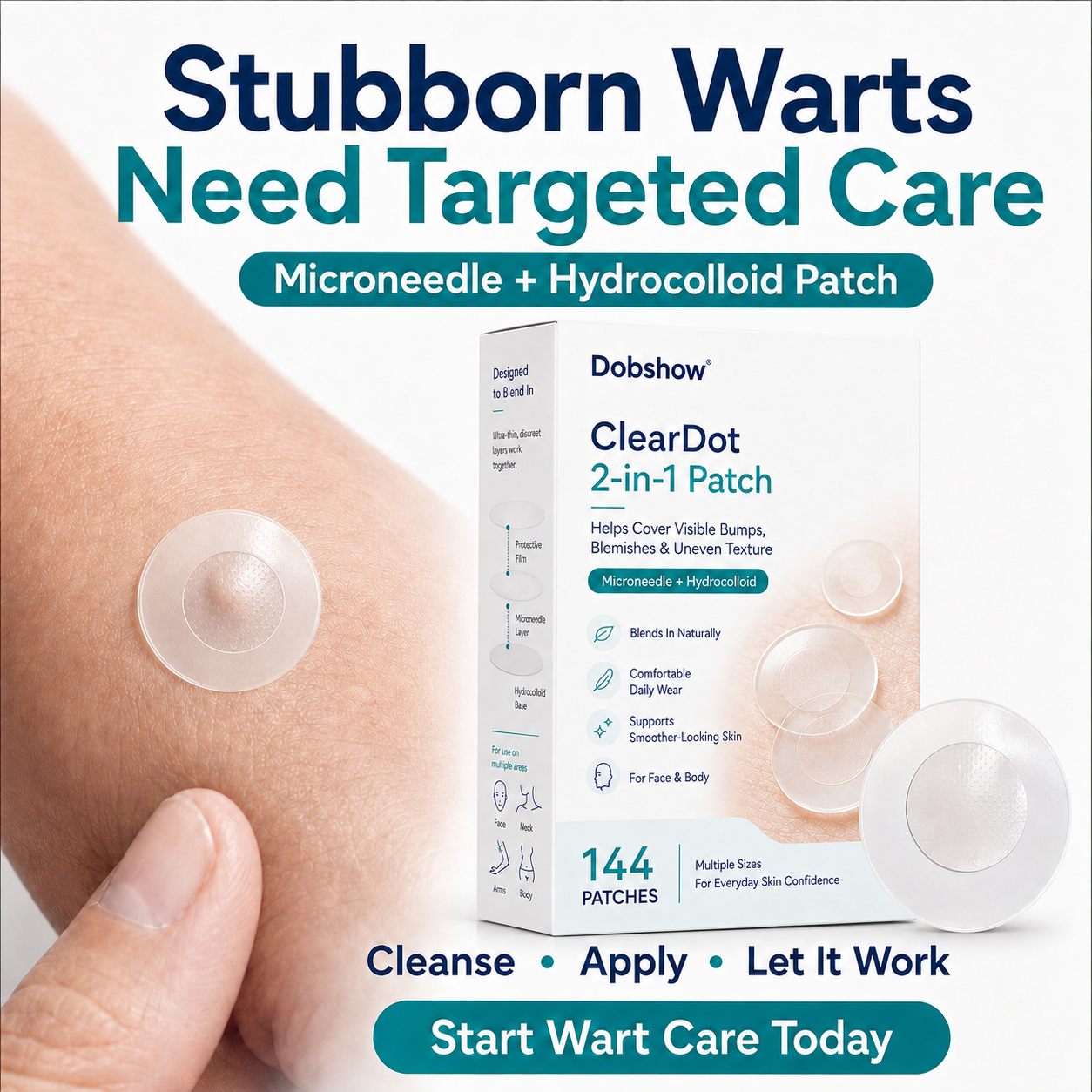 ⚡Dobshow®ClearDot 2-in-1 Patch | Helps Smooth Raised Bumps, Blemishes & Uneven Skin Texture