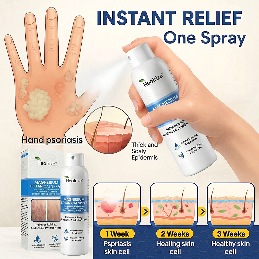 👨‍⚕️Healrize® Magnesium Botanical Spray – 🍃Advanced Skin Recovery for Psoriasis & Eczema | Rapid Soothing, Steroid-Free
