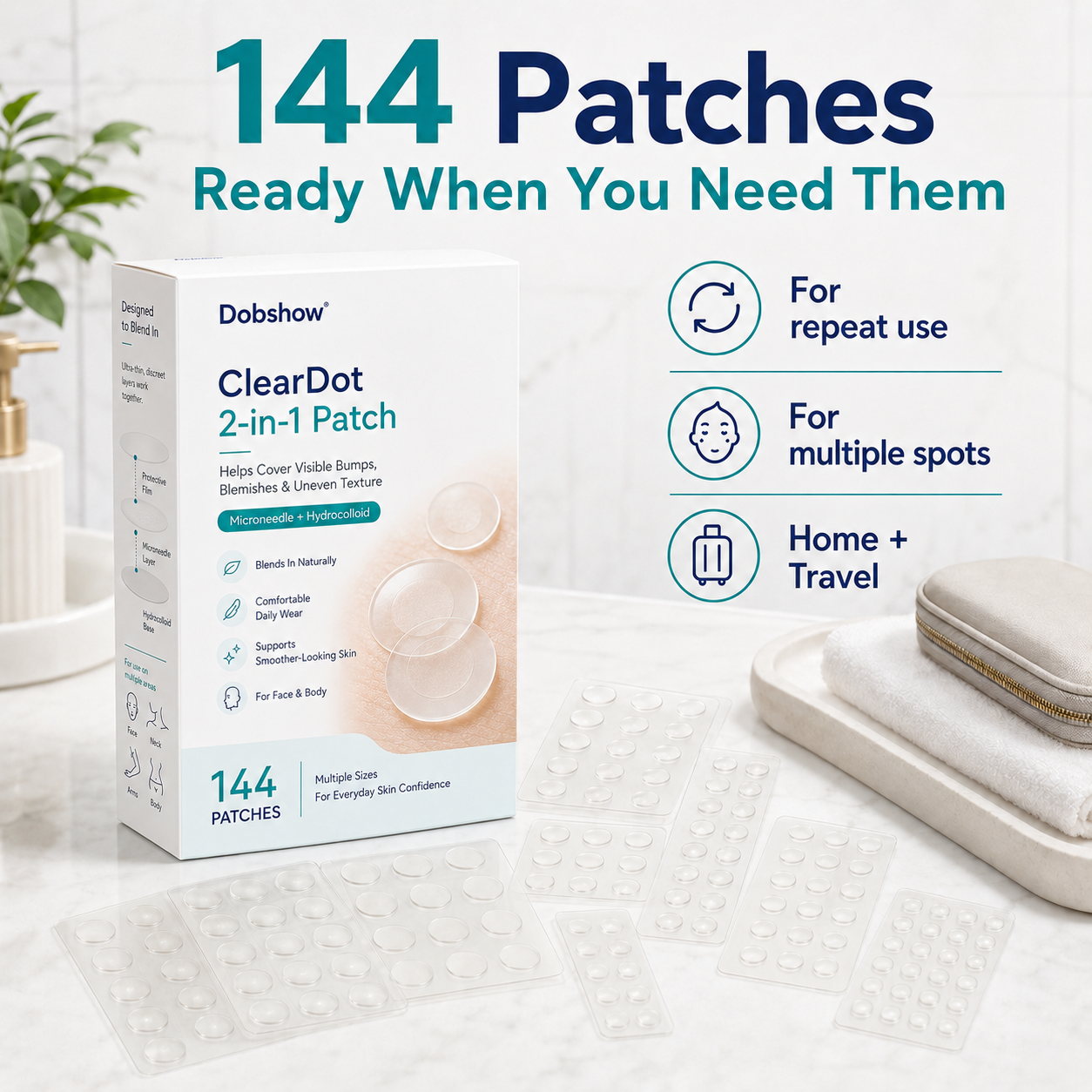 ⚡Dobshow®ClearDot 2-in-1 Patch | Helps Smooth Raised Bumps, Blemishes & Uneven Skin Texture