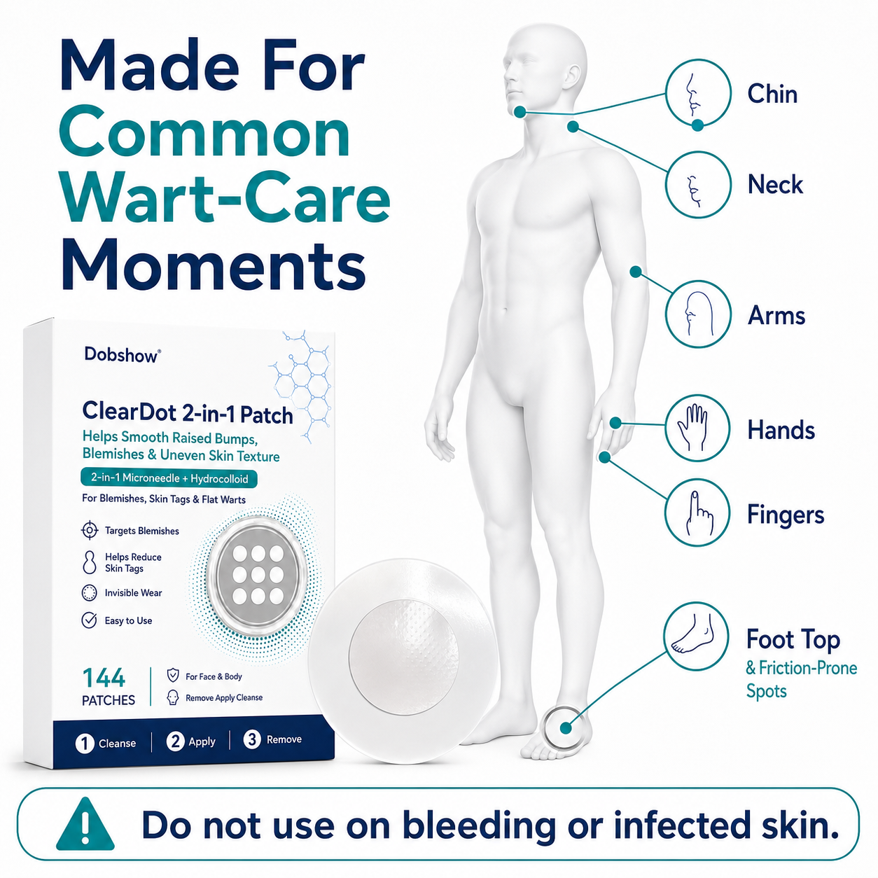 Dobshow®ClearDot 2-in-1 Patch | Helps Smooth Raised Bumps, Blemishes & Uneven Skin Texture