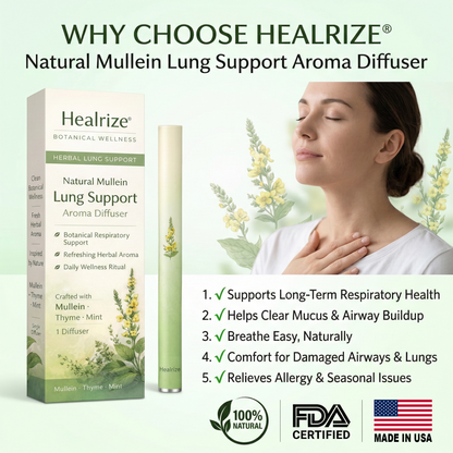 🍃Healrize® Natural Mullein Lung Support Aroma Diffuser – Deep Lung Cleanse Support