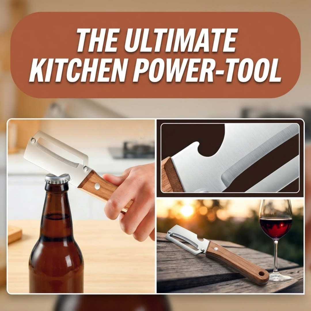 MCOIKY® (Mother’s Day Sale 💖)2-in-1 Stainless Steel Vegetable Peeler with Wooden Handle & Bottle Opener