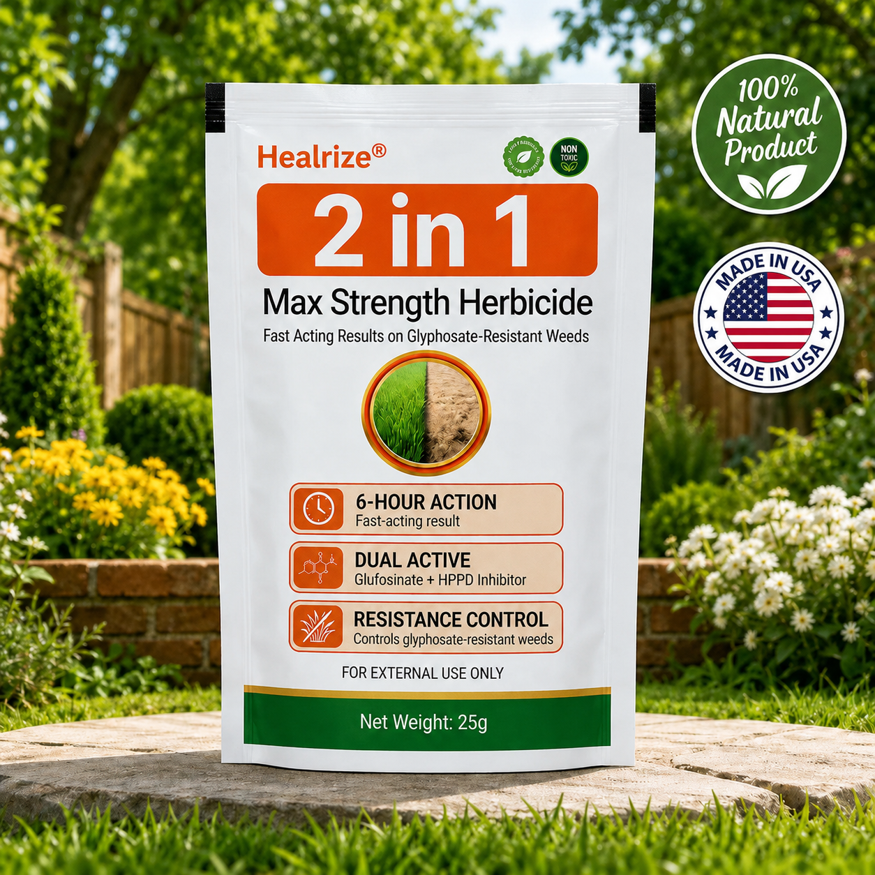 🏆Healrize® 2-𝖎𝖓-1 Max Strength Herbicide: Fast Acting Results on Glyphosate-Resistant Weeds