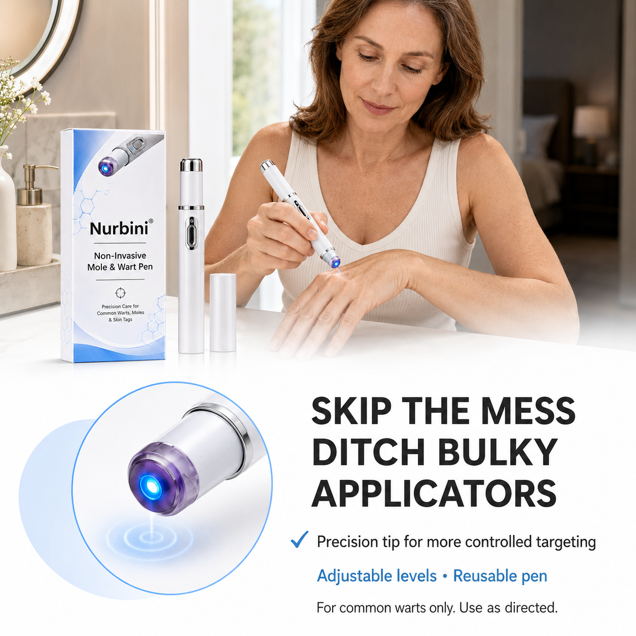 Nurbini® 💙Non-Invasive Mole & Wart Pen | Precision Care for Common Warts, Moles & Skin Tags