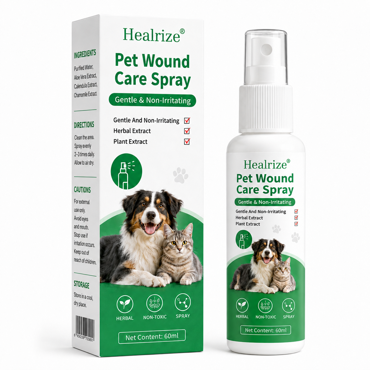 Healrize®Pet Wound Care Spray – Gentle & Non-Irritating