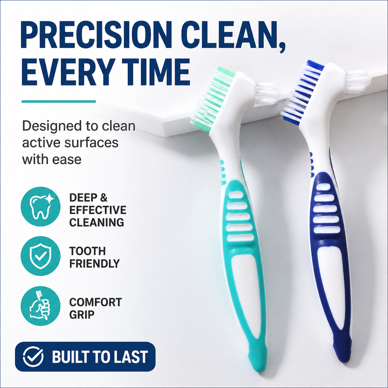 MCOIKY® Precision Dual-Head Denture & Retainer Cleaning Brush